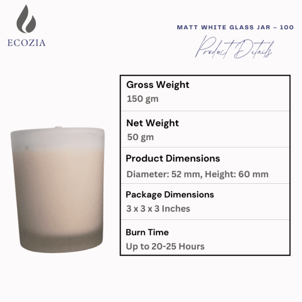 Sandal Glow | Matt White Glass Jar – 100 - Image 4