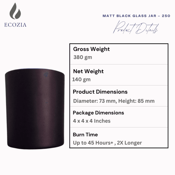 Sandal Glow | Matt Black Glass Jar – 250 - Image 4